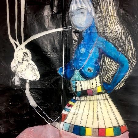 10. Brunhilda, Katharina Lökenhoff, ink on waxskin , 180x90, 2018 copy